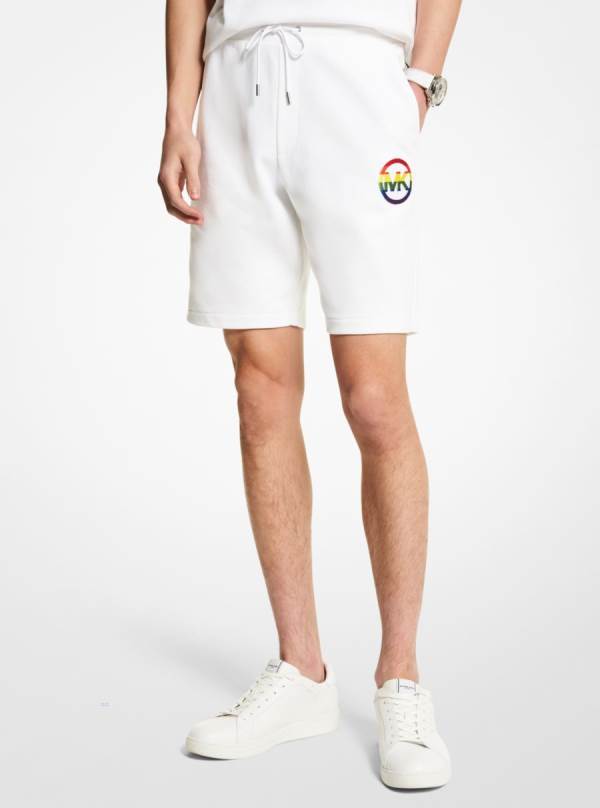 Panske Sortky Michael Kors PRIDE Logo Cotton Blend Biele - Oblecenie Michael Kors Nejlevnejsi | CWLOF-1254
